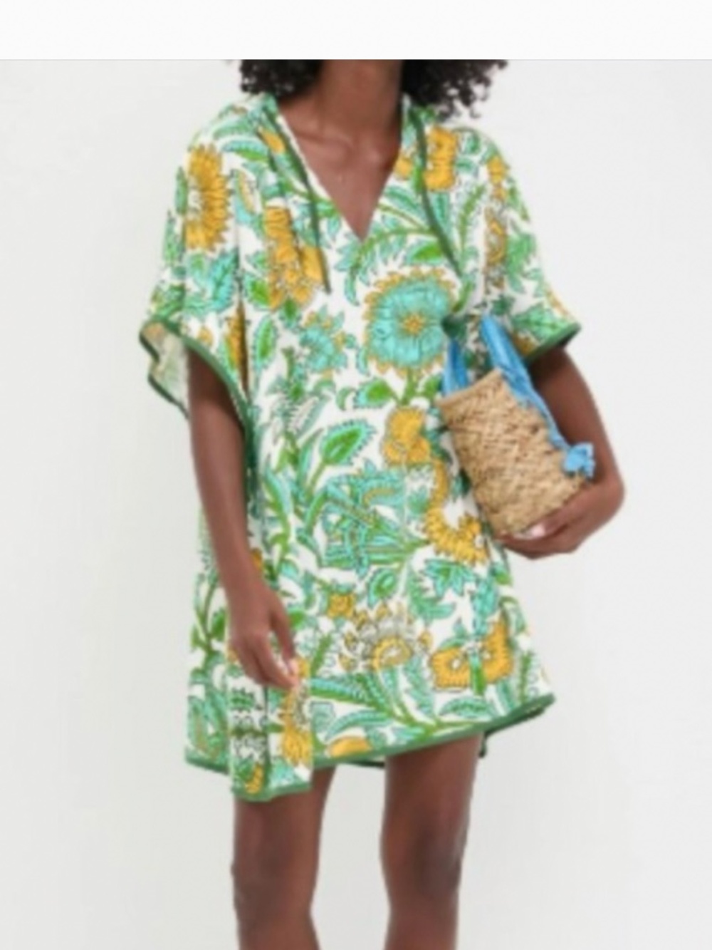 NWT Tuckernuck Tnuck Beach green paisley hooded terrycloth beach coverup S M